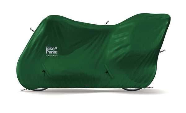 Waterproof bike cover for longtail cargo bikes with child seats – BikeParka Longtail WS